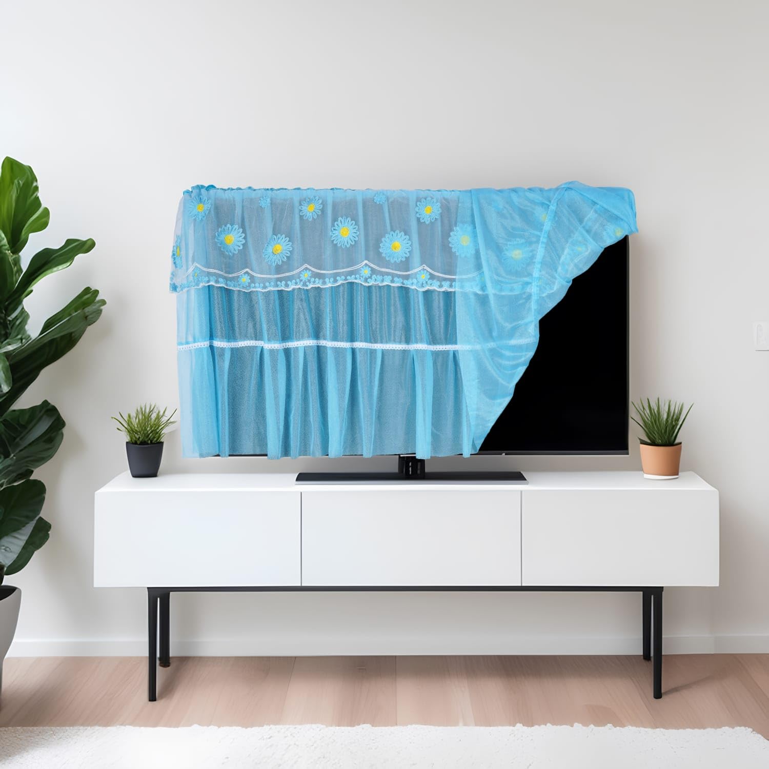 PowerUp Bar - Tempered Glass TV Cover for 28-34 Inch LCD/LED TVs, Anti-Scratch & Shatterproof Screen Protector (Blue) - Perfect for Living Room, Bedroom & Office Wall Mounting