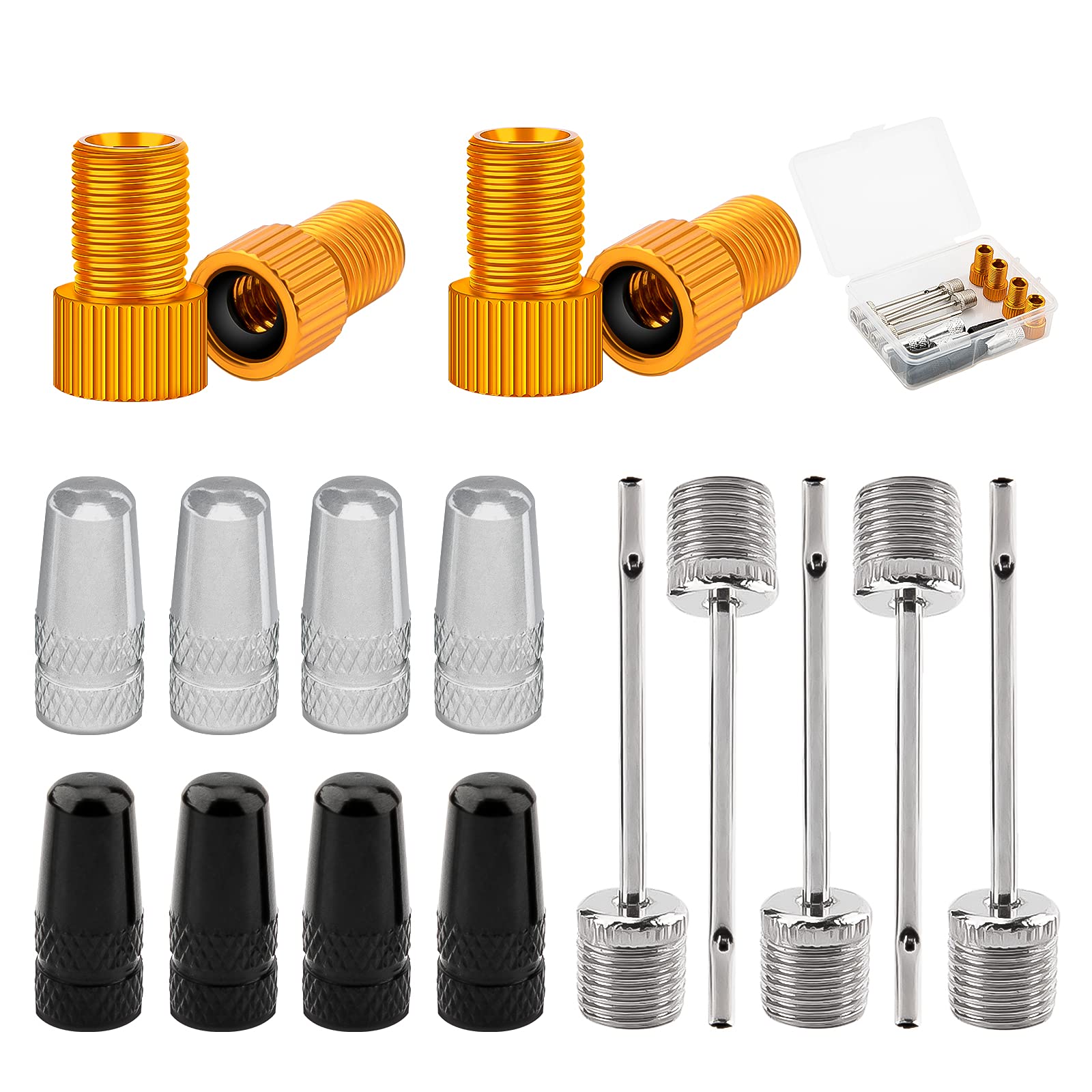 SAVITA 17-Piece Bike Pump Accessories Kit - Presta Valve Adapters, Valve Caps & Air Pump Needles for Mountain Bikes, Road Bikes | Perfect for Cycling, Football, Basketball & Volleyball Inflation Needs