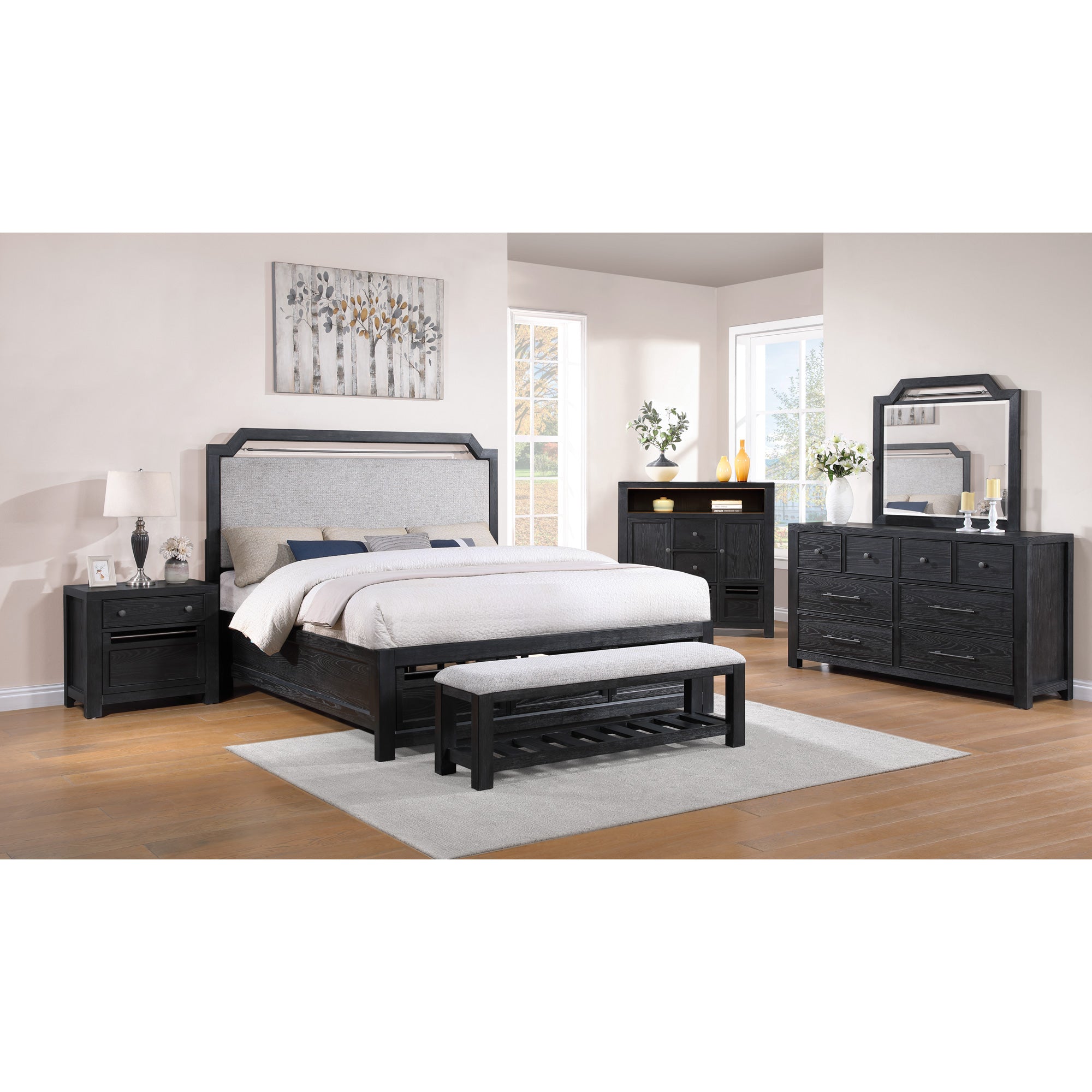 Midnight Valley 2 Drawer Nightstand - Modern Bedside Table with Storage for Bedroom, Living Room & Office - Compact Night Stand with Smooth Gliding Drawers for Home Decor