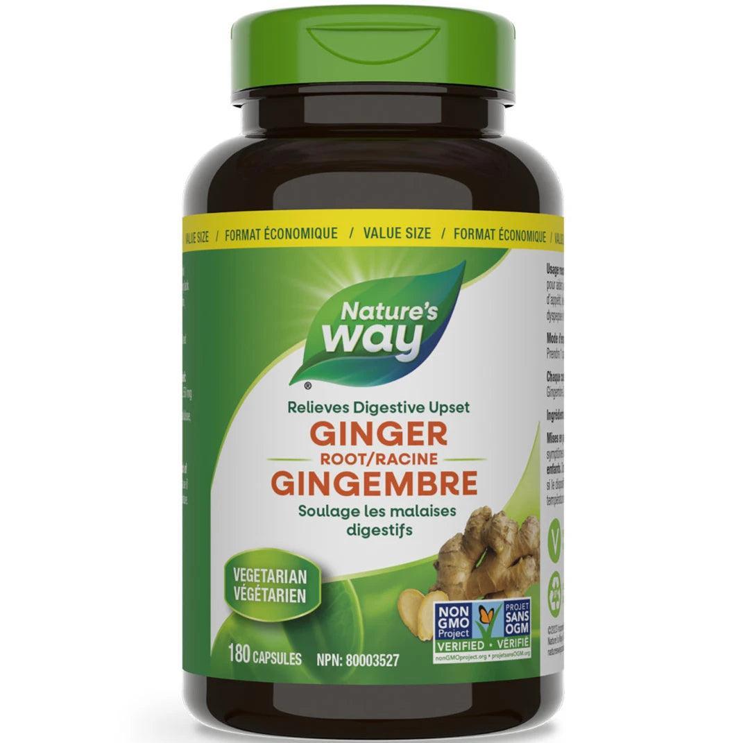 Nature's Way Ginger Root 180 Capsules - Herbal Supplement for Digestive Support & Nausea Relief - Perfect for Travel, Morning Wellness & Natural Remedies