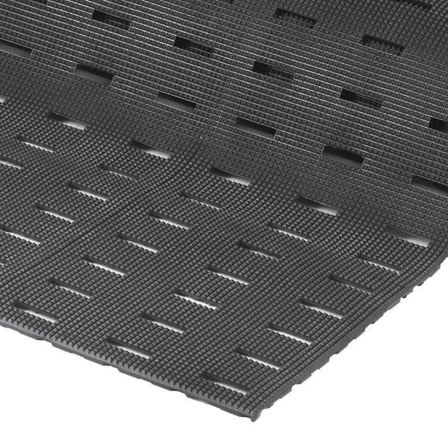 NoTrax 420S0026BL 420 Cushion-DEK 2' x 6' Black Anti-Fatigue Safety Mat with Drainage Holes - Ideal for Commercial Kitchens, Garages & Industrial Workstations