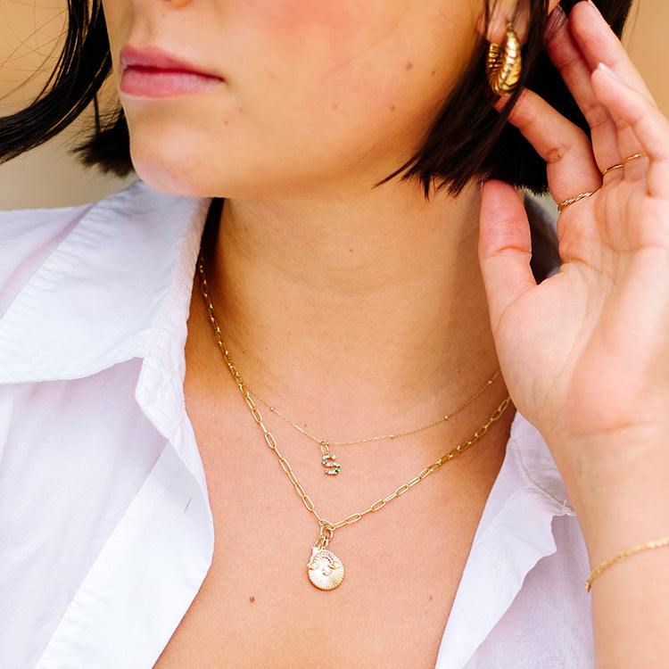 Solid Gold Gemstone Letter Charm - Personalized Initial Pendant for Necklaces & Bracelets - Perfect for Gifts, Birthdays, and Everyday Elegance