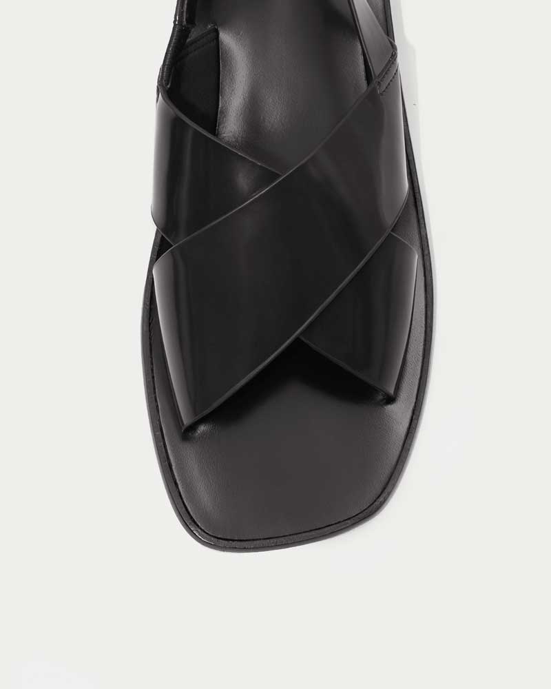 Stylish Black Leather Slingback Sandals for Women - Comfortable Heeled Dress Shoes for Summer, Weddings & Office Wear