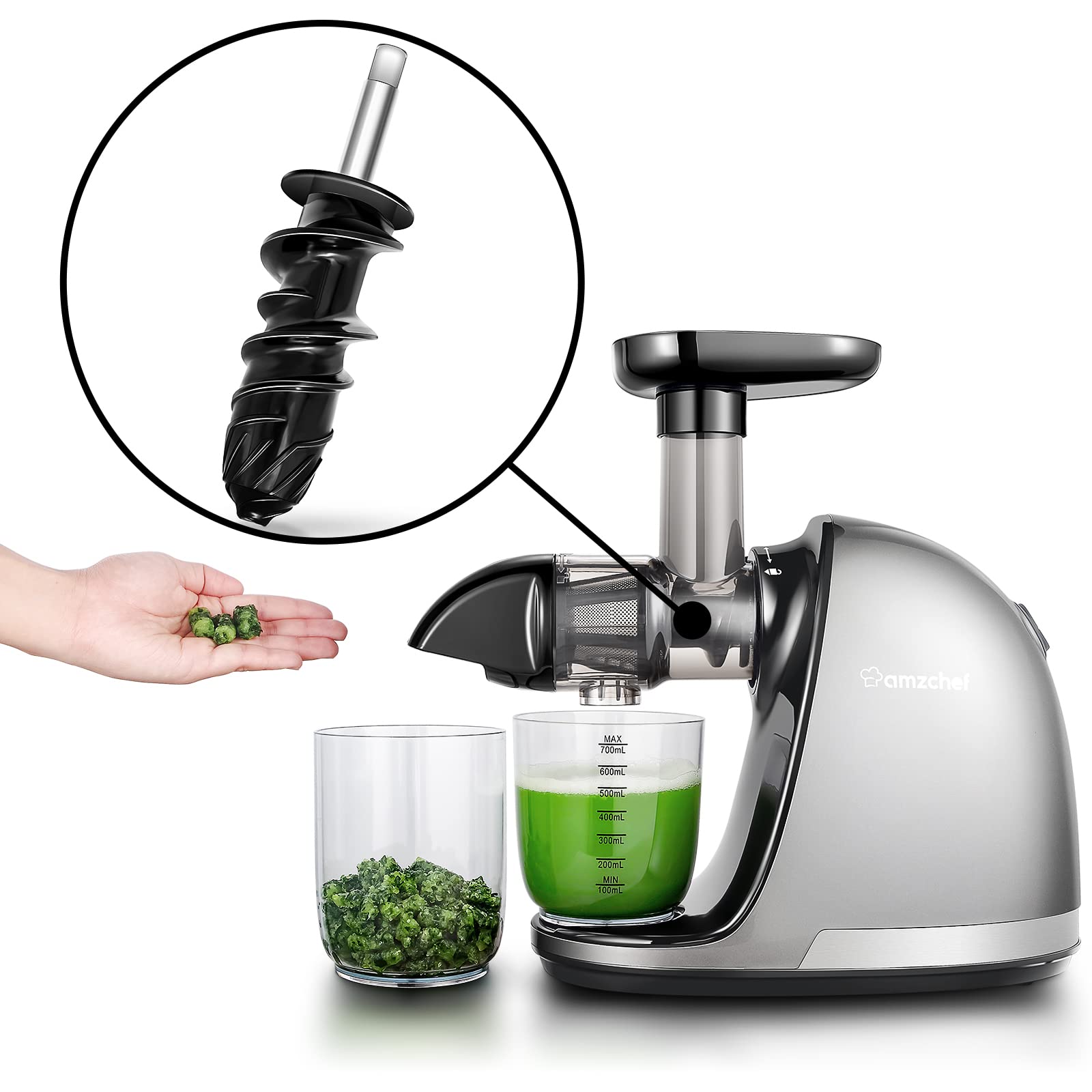 AMZCHEF Juicer Auger Replacement Part - Compatible with AMZCHEF Slow Juicers Model 1501 & 3001 - Masticating Juicer Attachment for Fresh Fruit & Vegetable Juicing - Perfect for Healthy Smoothies, Detox Drinks & Home Juice Bars