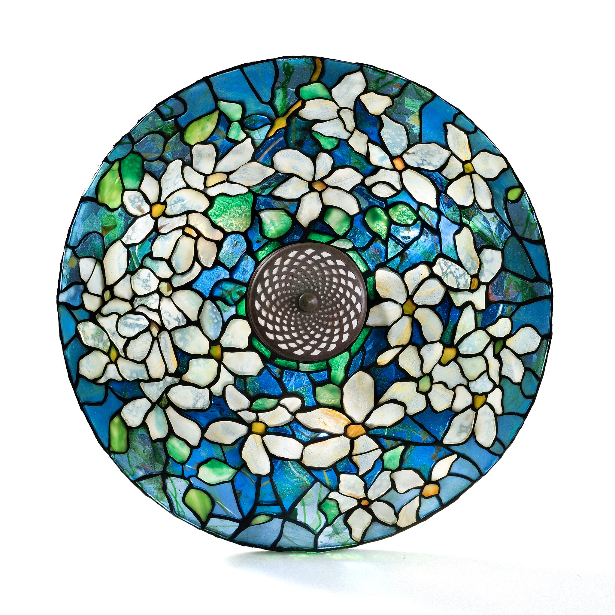 Tiffany Studios New York Clematis Table Lamp - Handcrafted Stained Glass Art Deco Lighting for Living Room, Bedroom & Office Decor