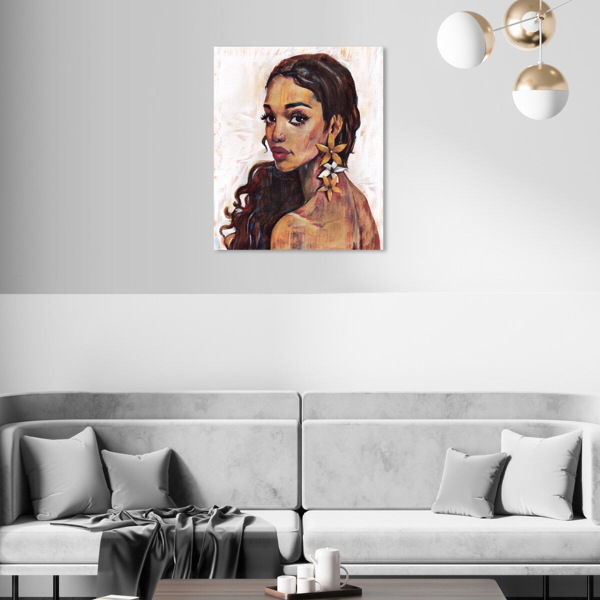 Elegant White Floral Canvas Wall Art Print - Traditional Flower Painting for Bedroom Decor | Perfect for Living Room, Nursery & Home Office