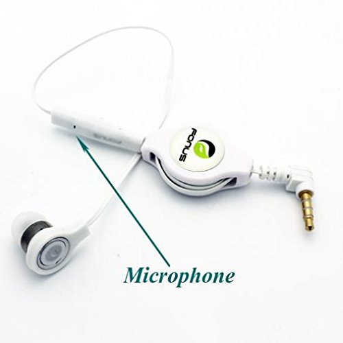 Retractable Mono Earphone with Microphone - 3.5mm Hands-Free Headset for ZTE Blade A7 Prime Phone | Compatible with Most Smartphones | Perfect for Driving, Gaming & Office Calls