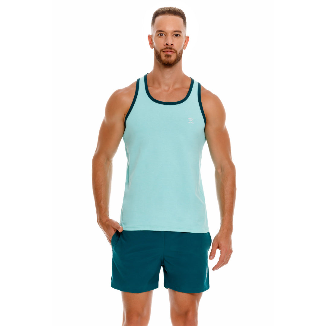 JOR Brixton Slim Fit Cotton Tank Top for Men - Lightweight & Breathable Green Casual Shirt for Summer, Gym, and Outdoor Activities
