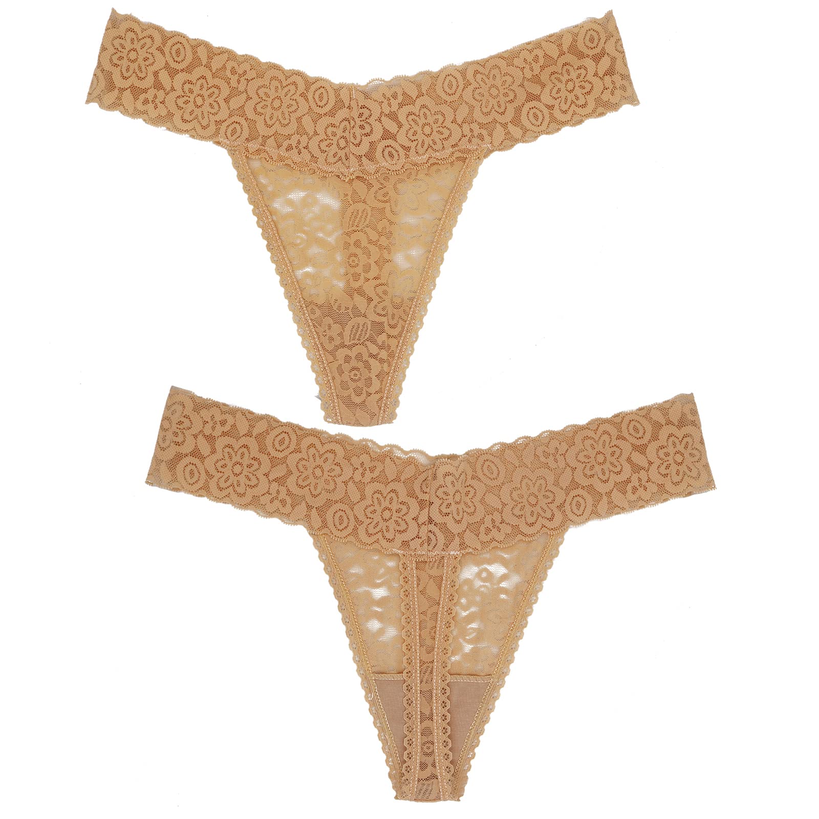 Plus Size Lace Thongs for Women - Sexy T-Back Stretch Underwear 5/6/10 Pack - Comfortable Everyday Wear & Special Occasions