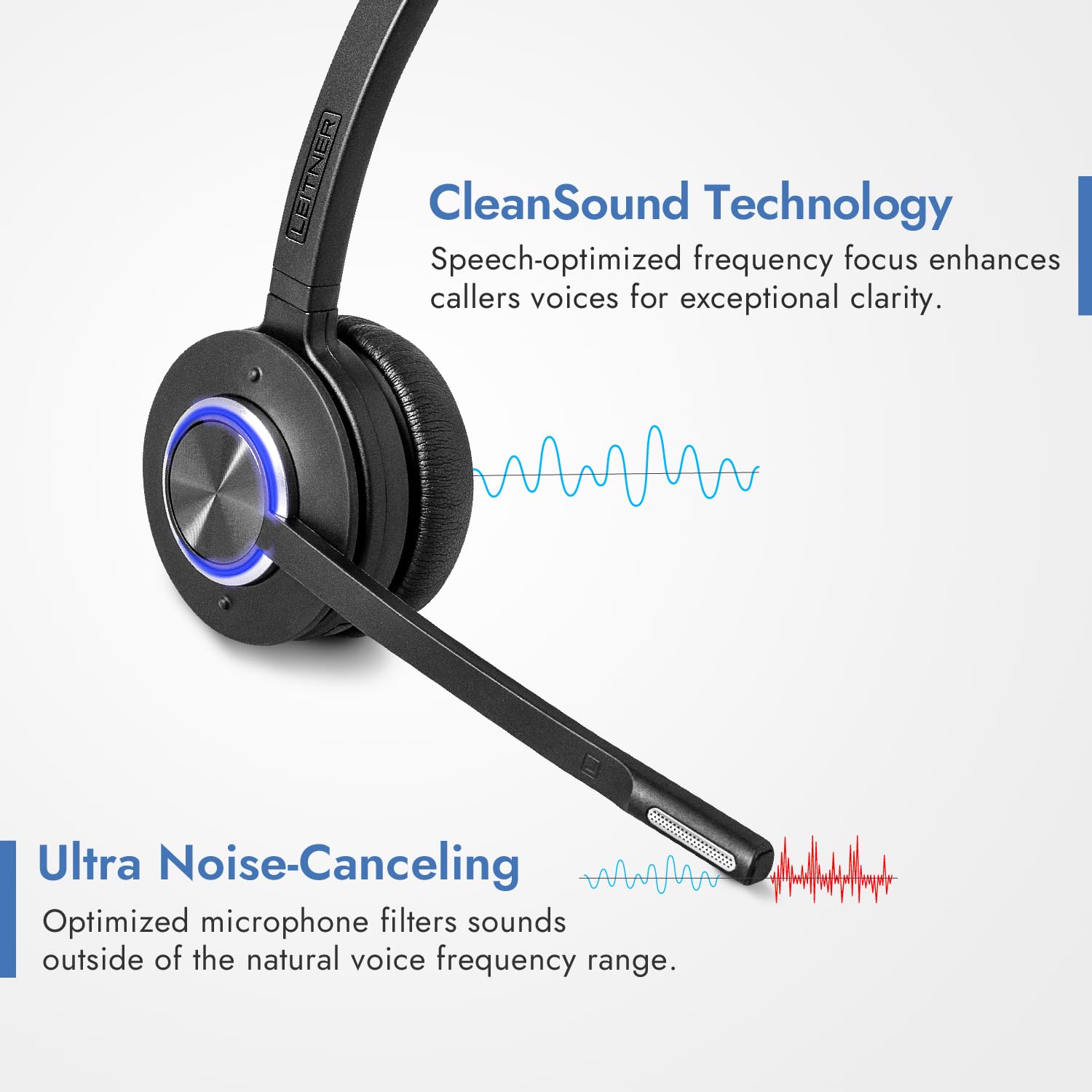 Leitner LH570 2-in-1 Wireless Office Headset with Microphone - DECT Computer & Telephone Headset for Business Calls - Noise Cancelling for Home Office & Call Centers - 5 Year Warranty - Compatible with Most Office Phones