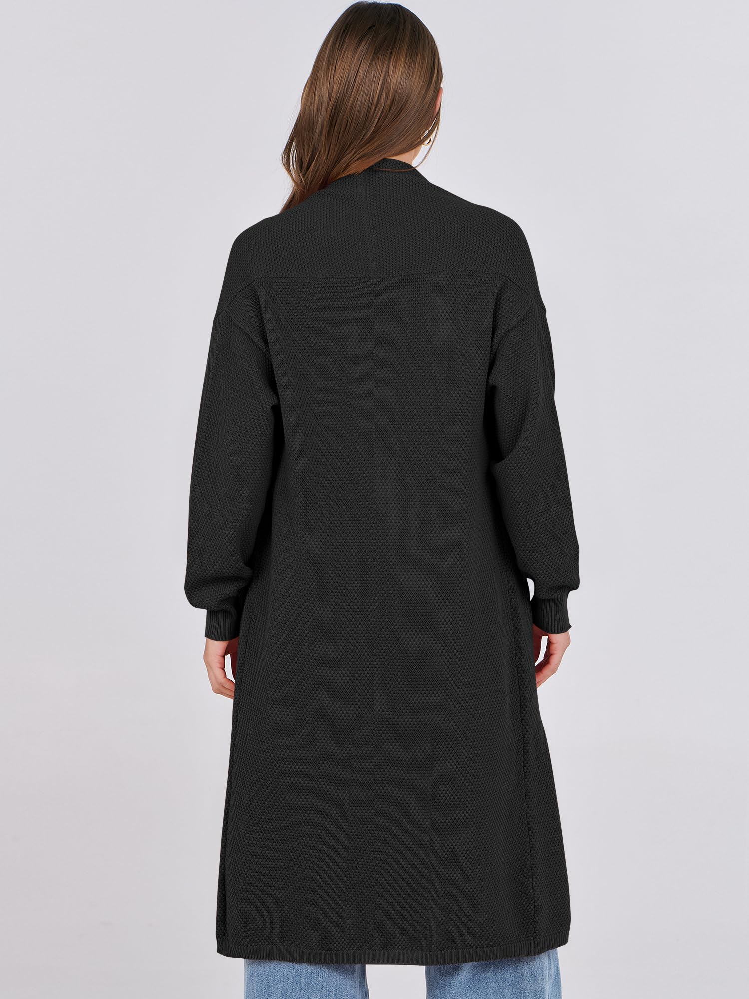 ANRABESS Women's Long Cardigan Sweater - Open Front Long Sleeve Slouchy Oversized Coat, Chunky Knit Waffle Coatigan for Fall 2024 | Perfect for Layering, Office Wear & Casual Outfits