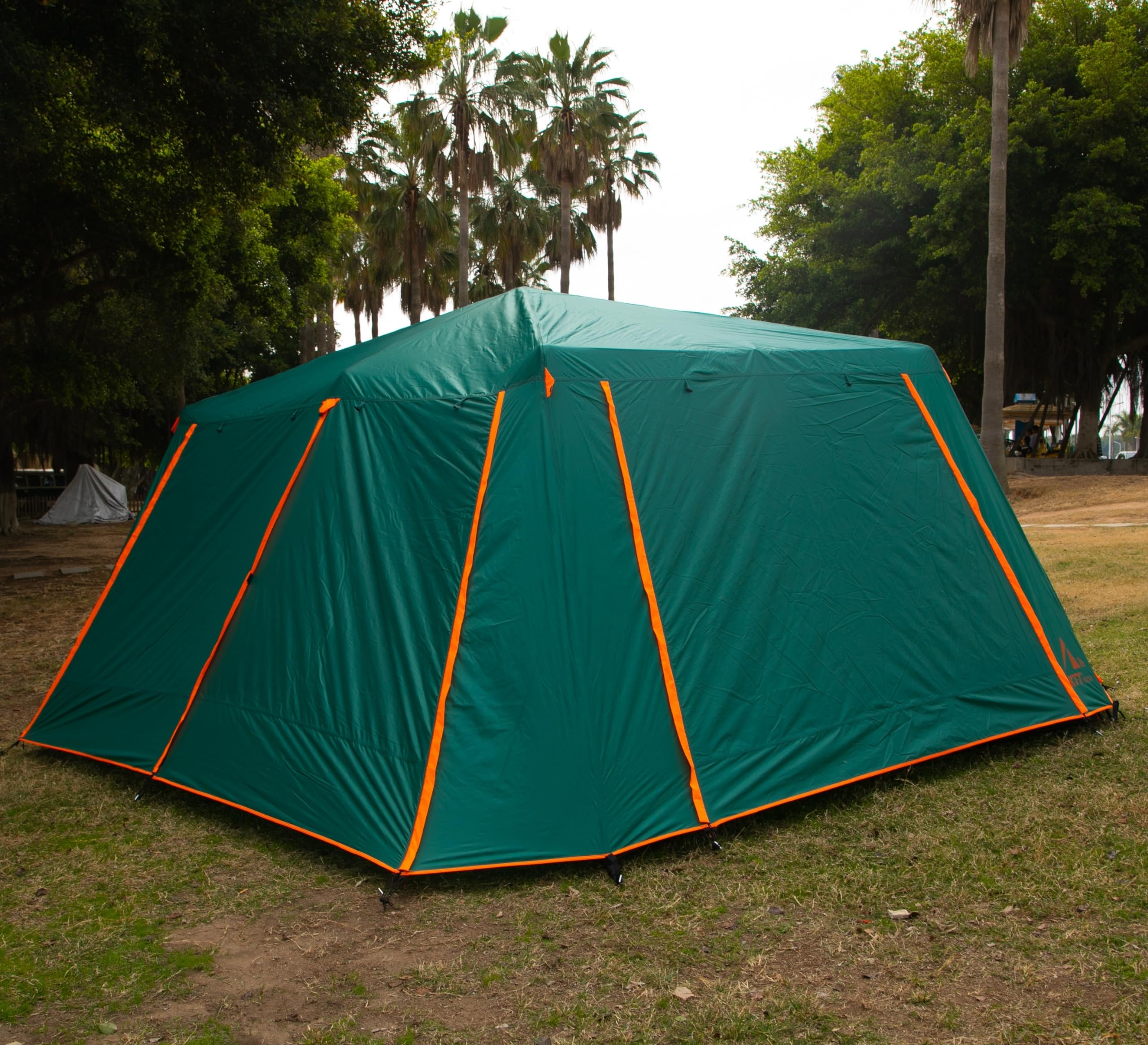 KTT Extra Large Family Cabin Tent for 10-14 People - 2 Room, 3 Door & 3 Window Design with Mesh, Straight Wall & Waterproof Double Layer - Perfect for Camping, Picnics, Outdoor Adventures & Family Gatherings