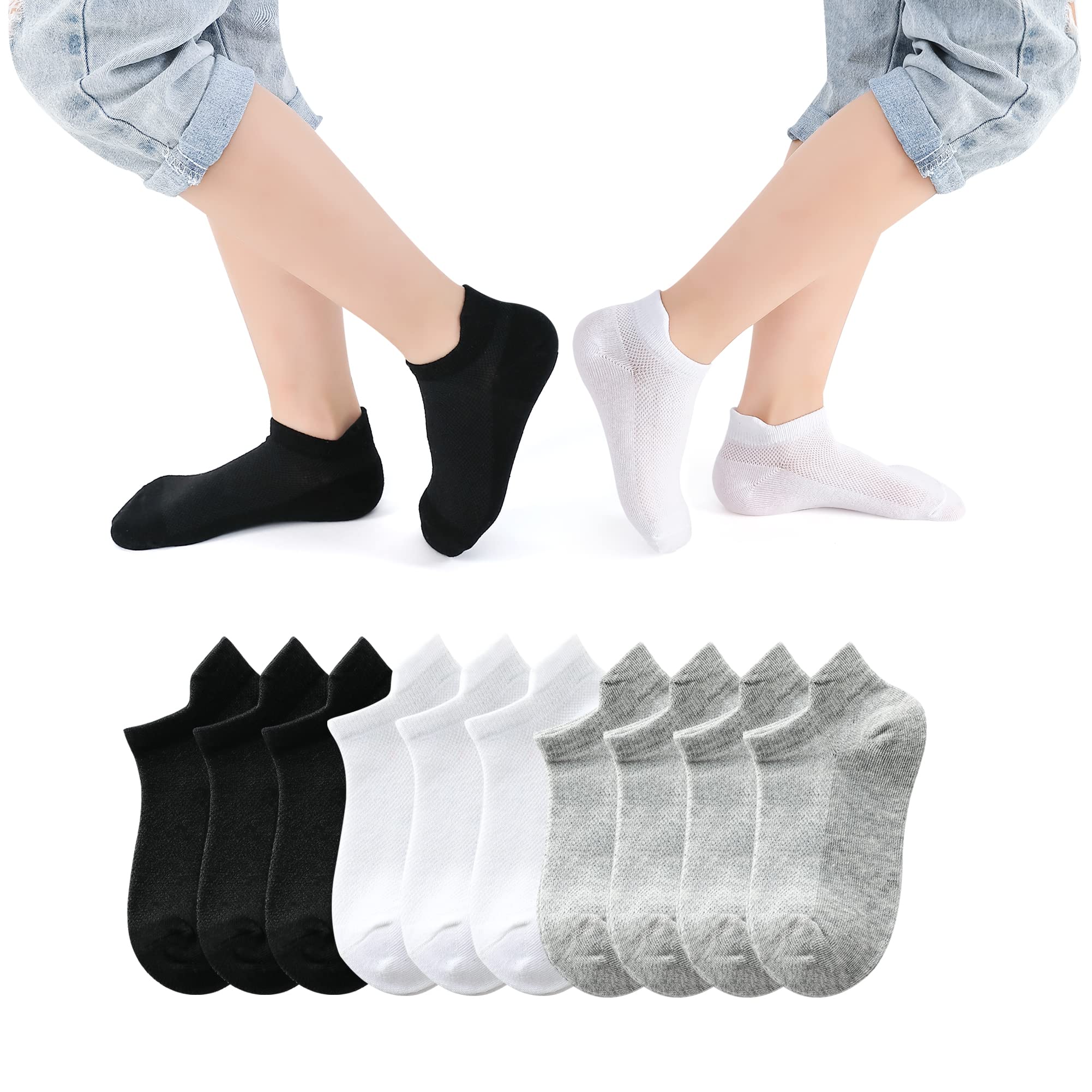 **Breathable Cotton No Show Socks for Kids & Toddlers – Unisex Low Cut Ankle Socks (10 Pairs) – Perfect for School, Sports & Everyday Wear**