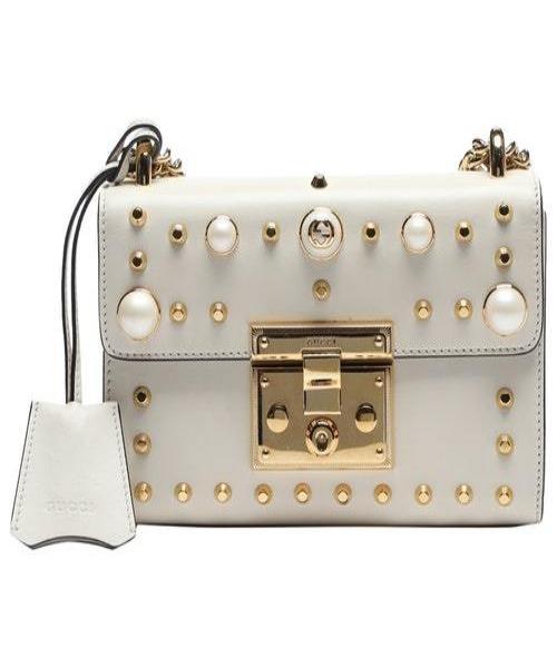 Gucci Padlock Shoulder Bag for Women - White Leather Crossbody Purse with Pearl Accents | Perfect for Date Night, Parties & Special Occasions
