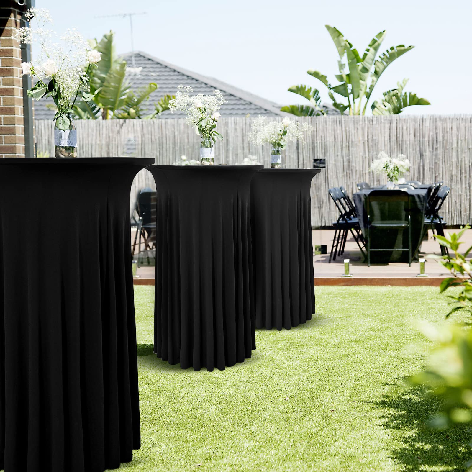 10 Pack Black Spandex Stretch Cocktail Table Skirts 32