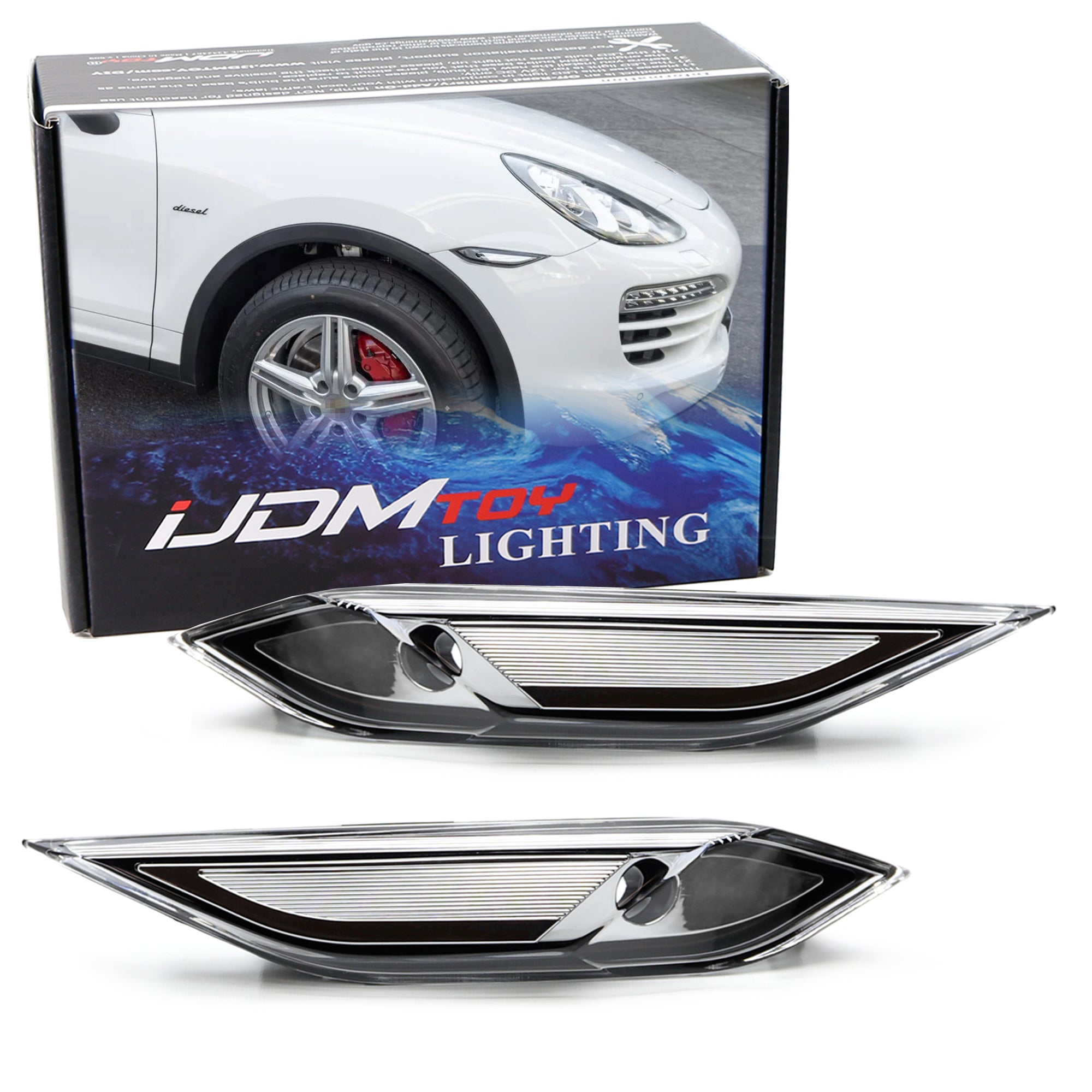Clear Lens Front Bumper Side Marker Light for 2011-2014 Porsche Cayenne - Euro Style Replacement - Perfect for Night Driving & Car Customization
