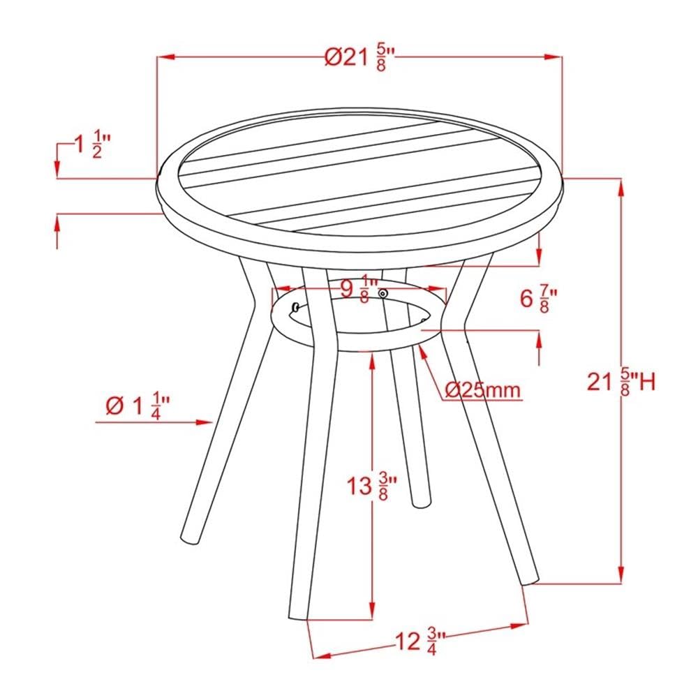 Furniture of America Devey Aluminum Round Patio Side Table - Natural Finish Outdoor Coffee Table for Garden, Poolside & Balcony Use