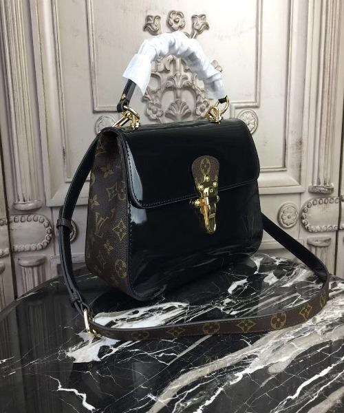 Authentic Louis Vuitton Cherrywood PM Handbag in Glossy Black Patent Leather - Perfect for Work, Travel & Evening Events