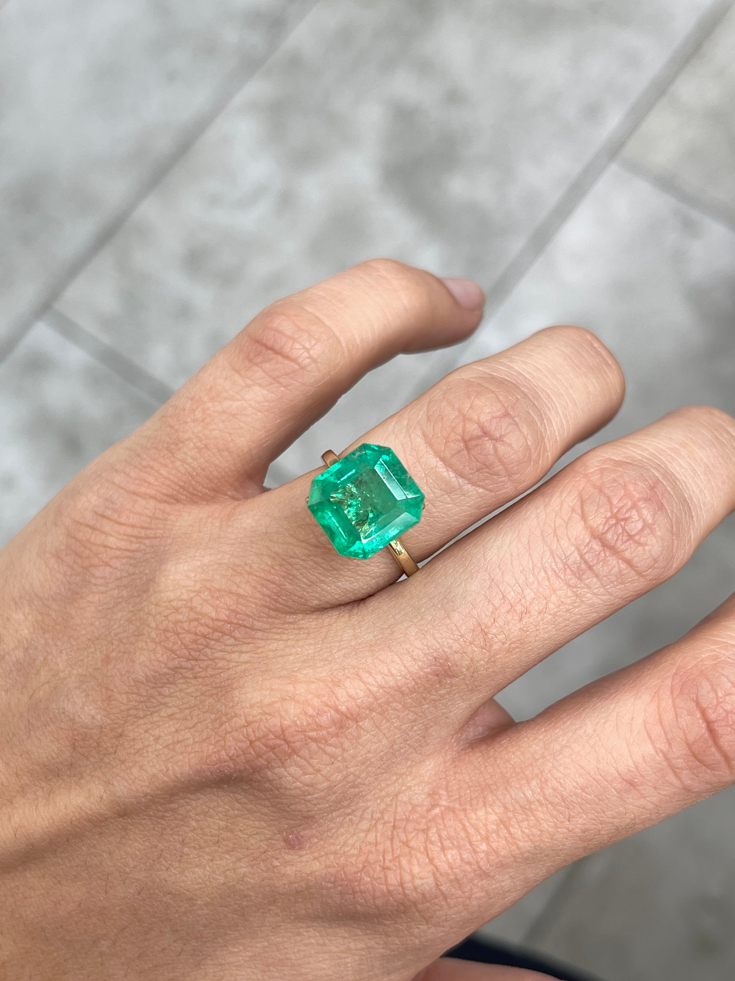 6.93 Carat 12x11.5mm Medium Green Natural Loose Colombian Emerald Asscher Cut Gemstone for Jewelry Making, Engagement Rings & Luxury Gifts