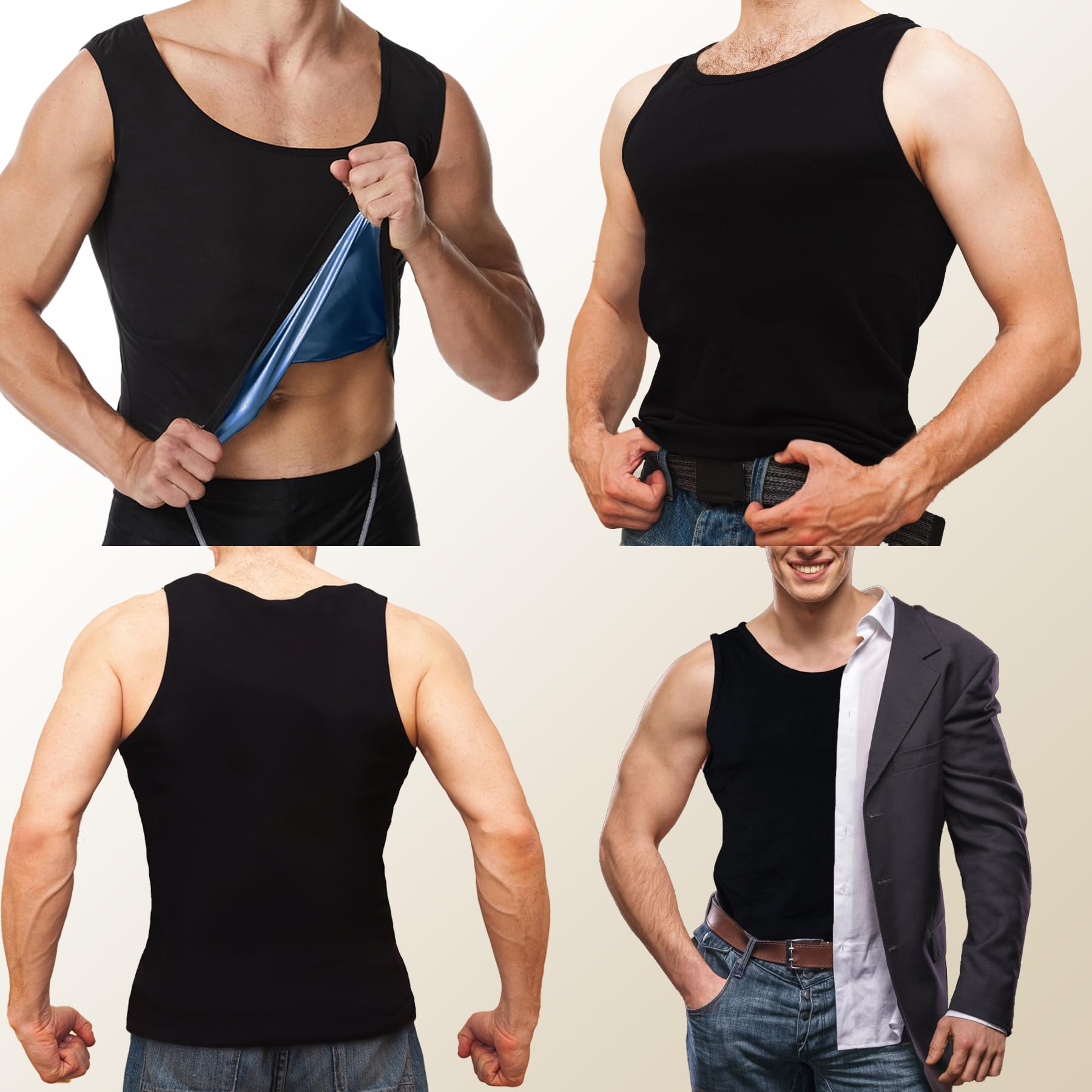 Men's Sauna Vest Waist Trainer - Sleeveless Weight Loss Sauna Suit & Compression Tank Top for Workout, Gym, and Fitness Training