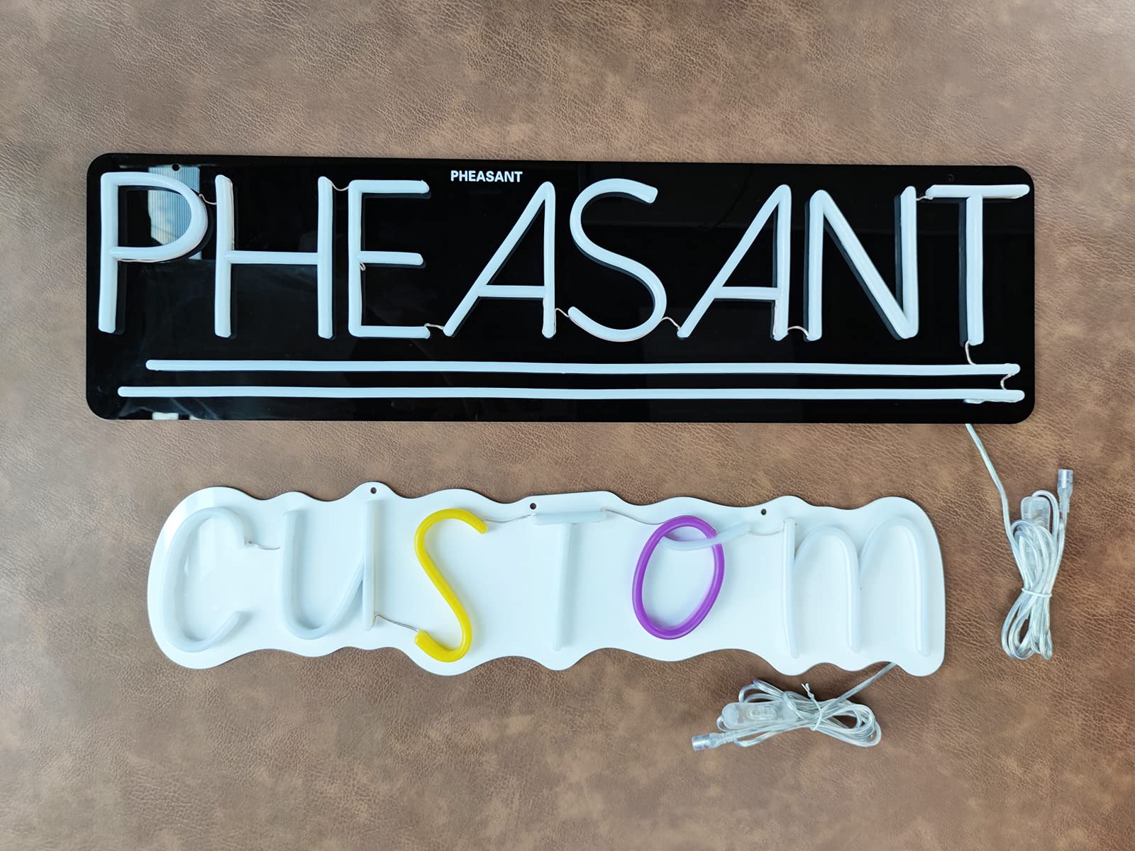 Custom LED Neon Signs - Personalized Handmade PHEASANT Neon Lights for Weddings, Name Gifts, Business Logos, Bars & Home Decor (50 Inches, 2 Lines Text) - Perfect for Bedroom Wall Art, Party Decorations & Business Branding