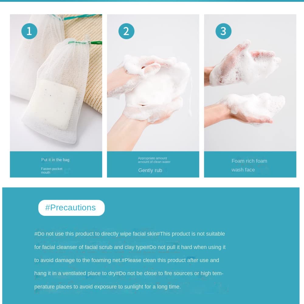 100PCS Exfoliating Mesh Soap Pouches - Reusable Bubble Foaming Net Soap Bags with Drawstring & Suction Cup - Soap Savers for Shower, Bath, Travel & Gym - Gentle Exfoliation & Lather Booster