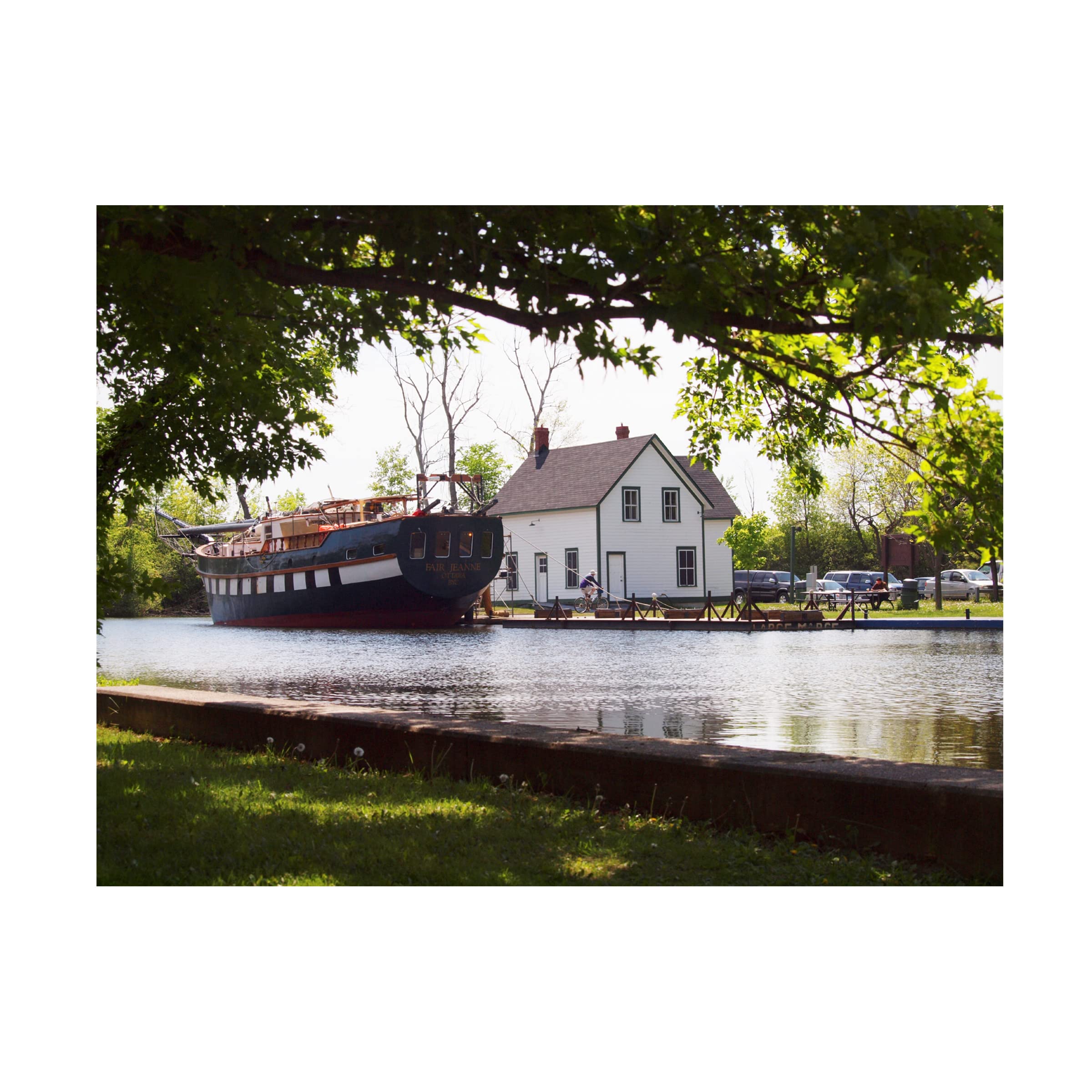 Clive Branson 'Rideau Canal Locks At Carleton U' Canvas Art Print - 35x47 Inches - Trademark Fine Art - Watercolor Landscape Wall Decor for Living Room, Office & Bedroom