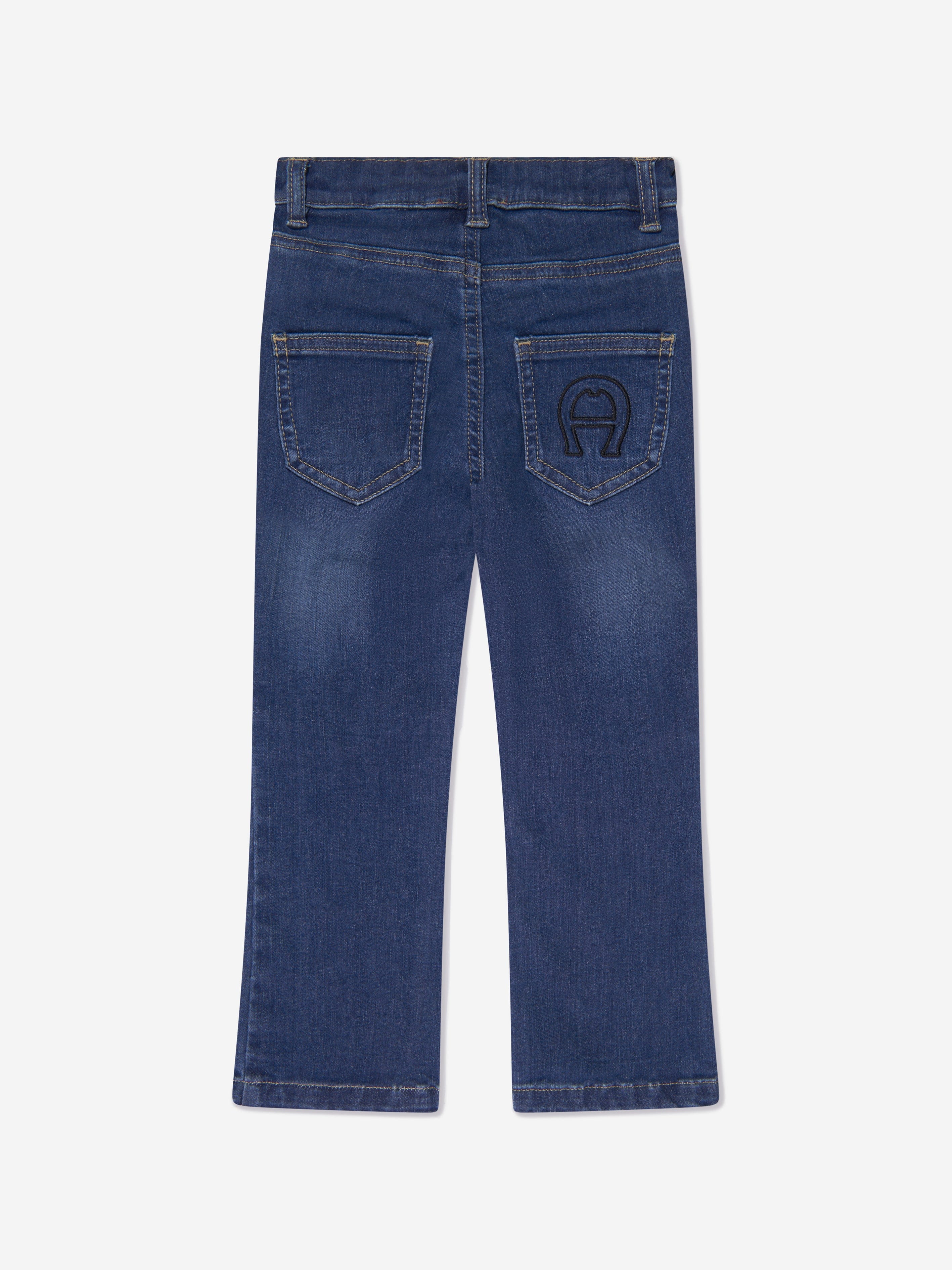 Aigner Girls Embroidered Flared Jeans - Blue Denim Pants for Kids | Stylish & Comfortable Jeans for School, Playdates & Casual Outings