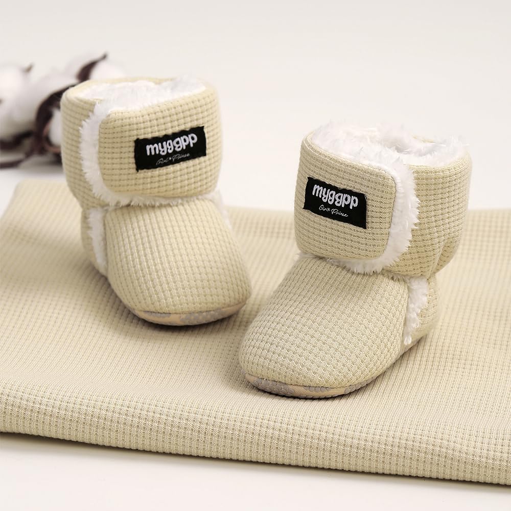Ohwawadi Cozy Fleece Infant Baby Boots for Boys & Girls - Warm Winter Snow Boots & Slippers for Newborn to Toddler (Ideal for Indoor Play, Outdoor Walks & Cold Weather Protection)