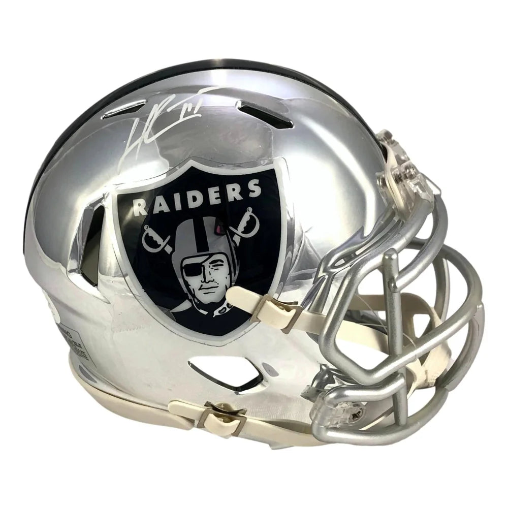 Henry Ruggs Autographed Las Vegas Raiders Mini Helmet - Limited Edition Chrome Finish with JSA Certificate of Authenticity - Perfect for Sports Memorabilia Collectors, Game Room Decor, and Raiders Fan Gifts