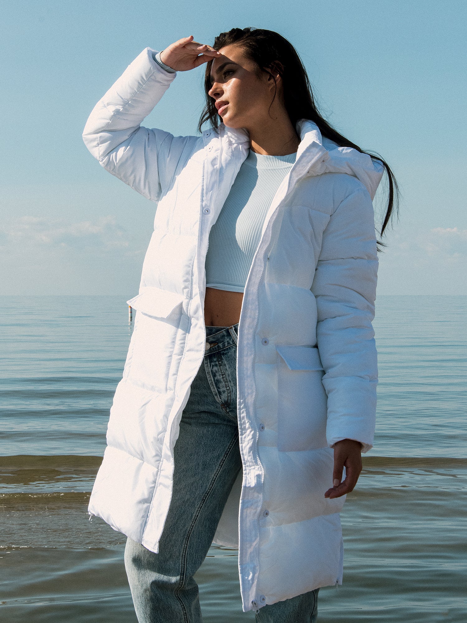 AZALEA WANG STASSI Long Hoodie Puff Jacket - Women's Winter Coat with Fleece Lining for Outdoor Activities and Streetwear Fashion