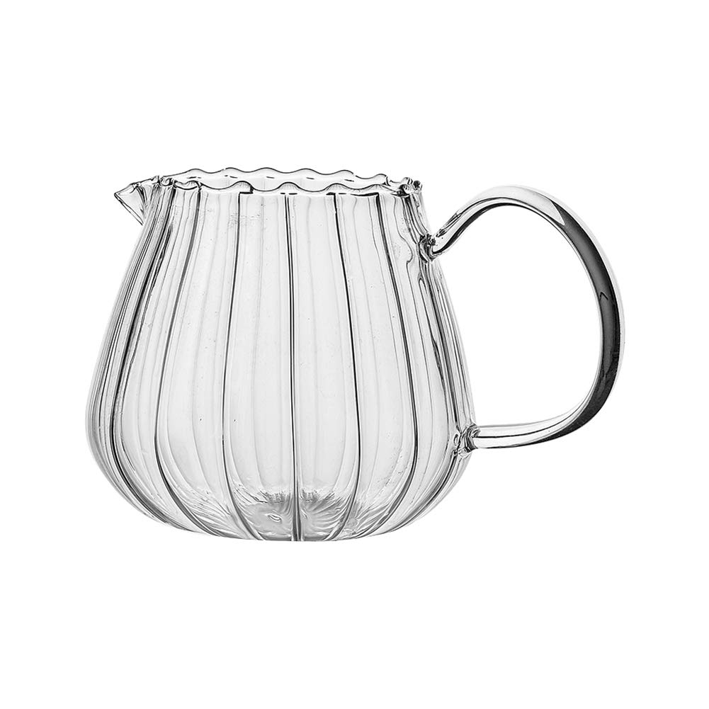 Elegant Wave Shaped Clear Crystal Glass Creamer and Milk Jug - Creative Embossed Stripe Pitcher for Coffee, Tea, Milk & Kitchen Use - Perfect for Dining, Entertaining & Home Decor