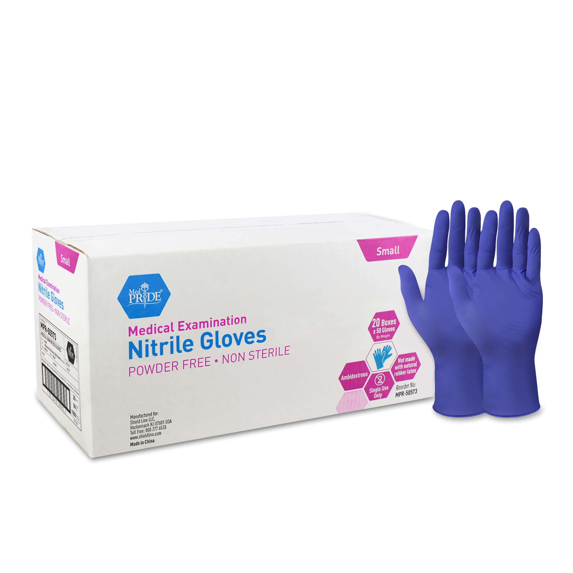 MED PRIDE Nitrile Exam Gloves - Powder-Free & Latex-Free Disposable Medical Gloves for Doctors, Nurses, Dentists - Hospital, Clinic & Home Use - Ideal for Medical Procedures, Cleaning & Food Handling