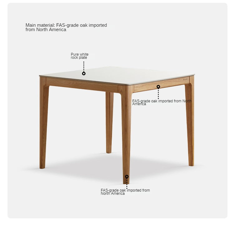 Solid Oak Wood Square Slate Dining Table - Rustic Farmhouse Style for Kitchen, Dining Room & Outdoor Patio