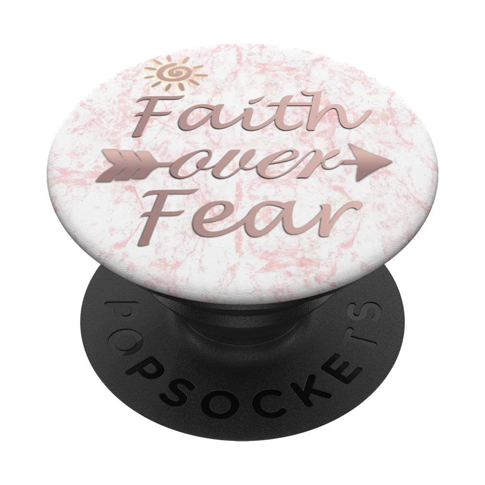 Rose Pink Faith Over Fear Phone Holder with Bible Verse Quote - Inspirational Gift for Home, Office, or Car Use