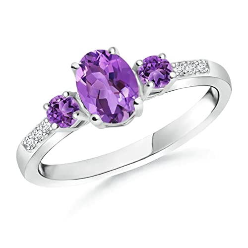 1.20 Carat Amethyst Three Stone Promise Ring for Women in 10K White Gold - Elegant Jewelry for Engagement, Anniversary & Special Occasions