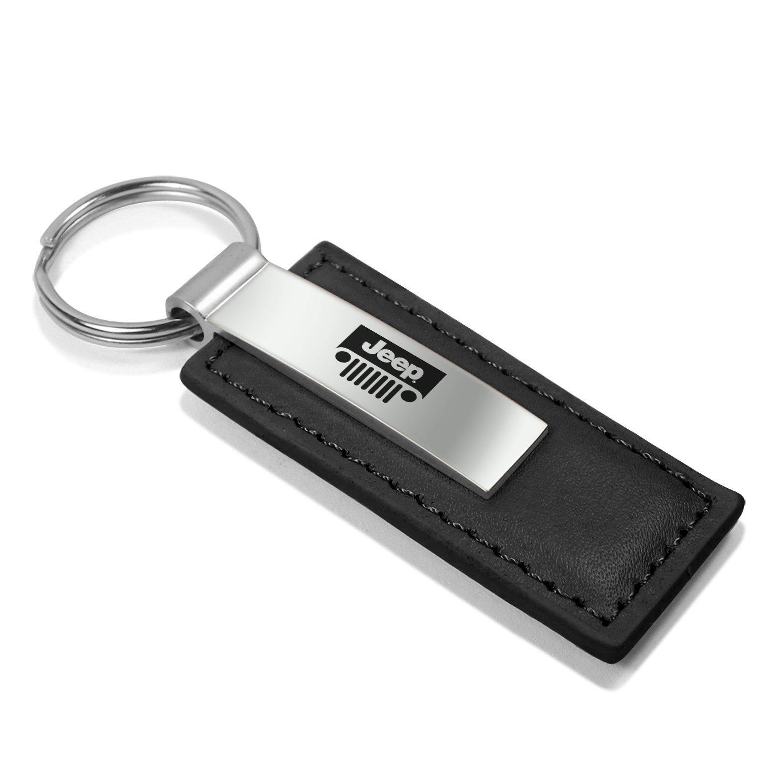 Premium Black Rectangular Leather Key Chain for Jeep - Durable & Stylish Car Accessories for Everyday Use & Gifting