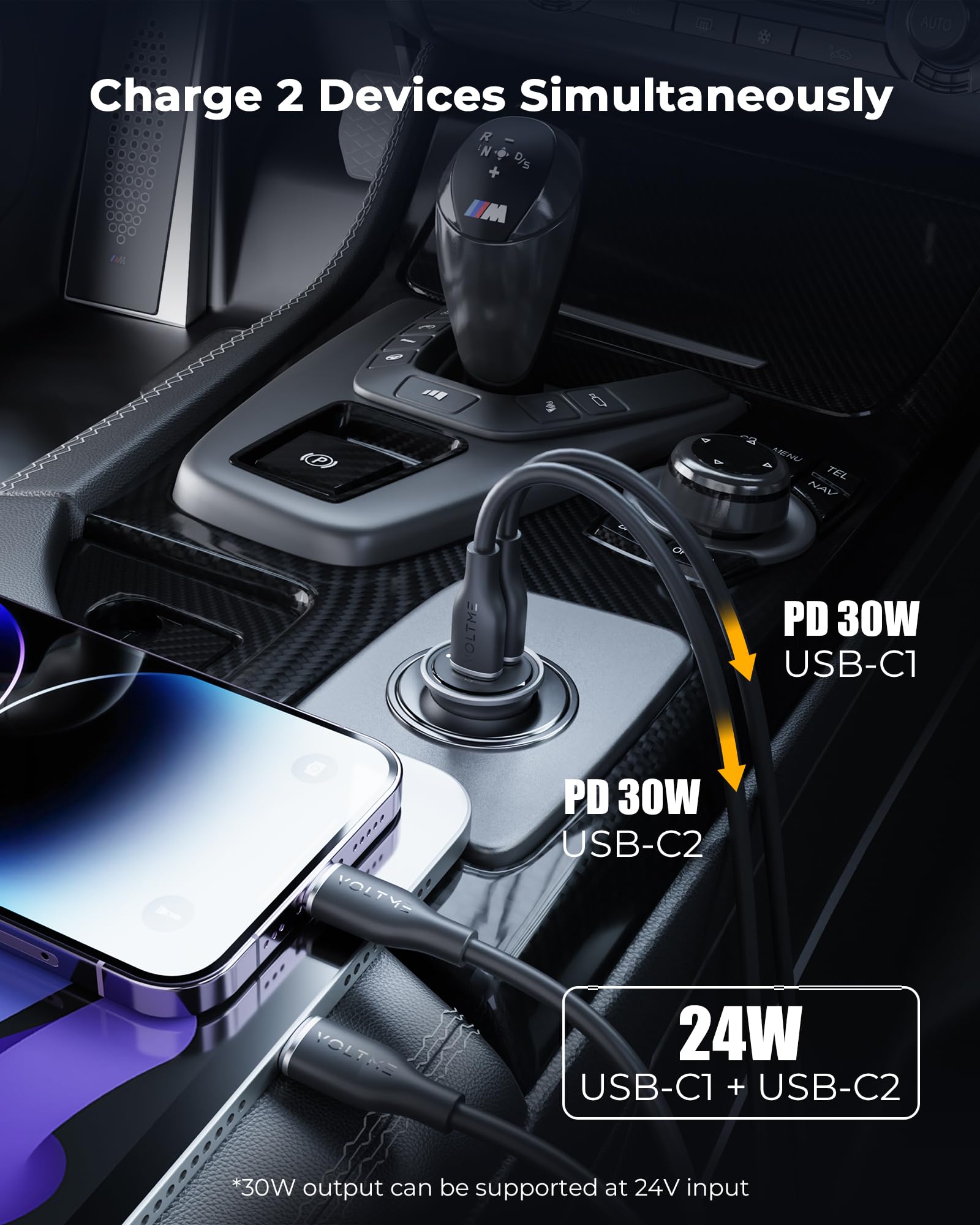 VOLTME 30W USB C Car Charger with PD 3.0 Fast Charging - Compatible with iPhone 14/13/12/11 Pro Max/Mini/X, Samsung Galaxy S23/S22/S21, iPad Pro, Pixel & More - Silver Grey - Perfect for Road Trips & Daily Commutes