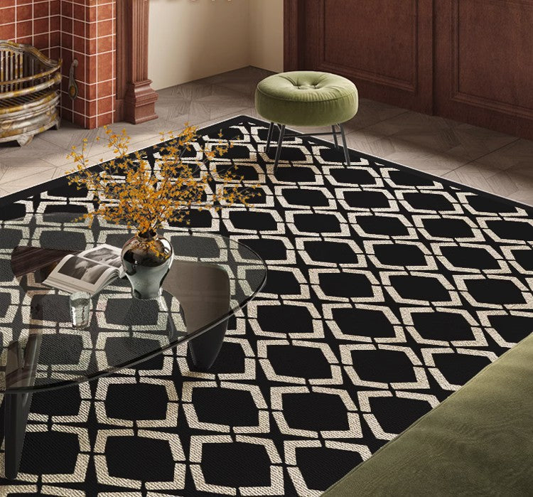 Abstract Contemporary Area Rugs - Modern Black & Neutral Rugs for Living Room, Bedroom, Dining Room & Office - Non-Slip Floor Carpets for Sofa, Desk & High Traffic Areas - Soft Home Decor for Cozy Spaces