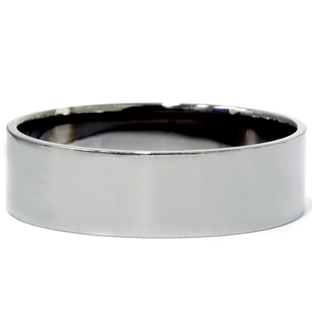 Men's Black Gold 6mm Flat Polished Wedding Band Ring - Classic Comfort Fit for Engagement, Anniversary & Everyday Wear