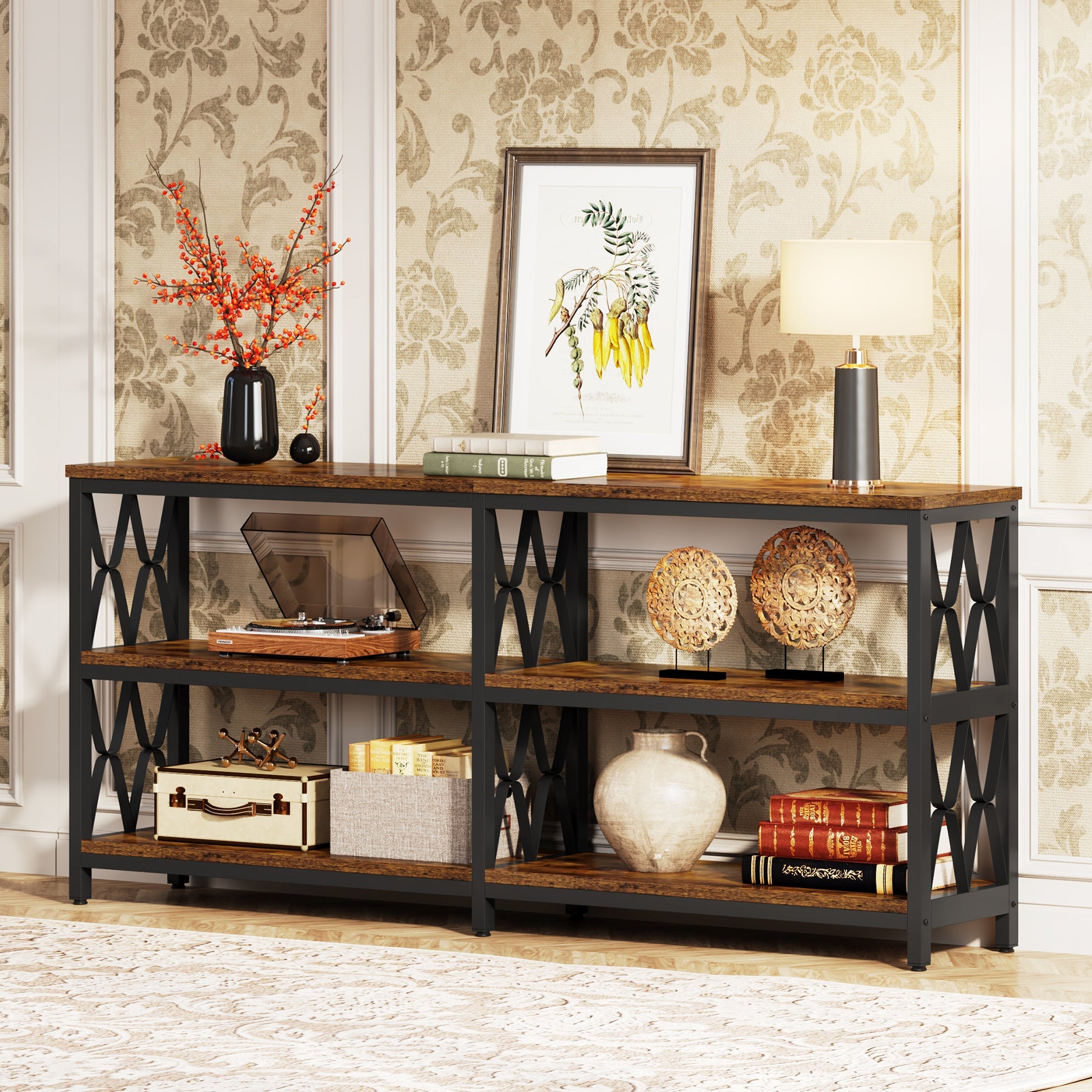 3-Tier Industrial Console Table - 70.9