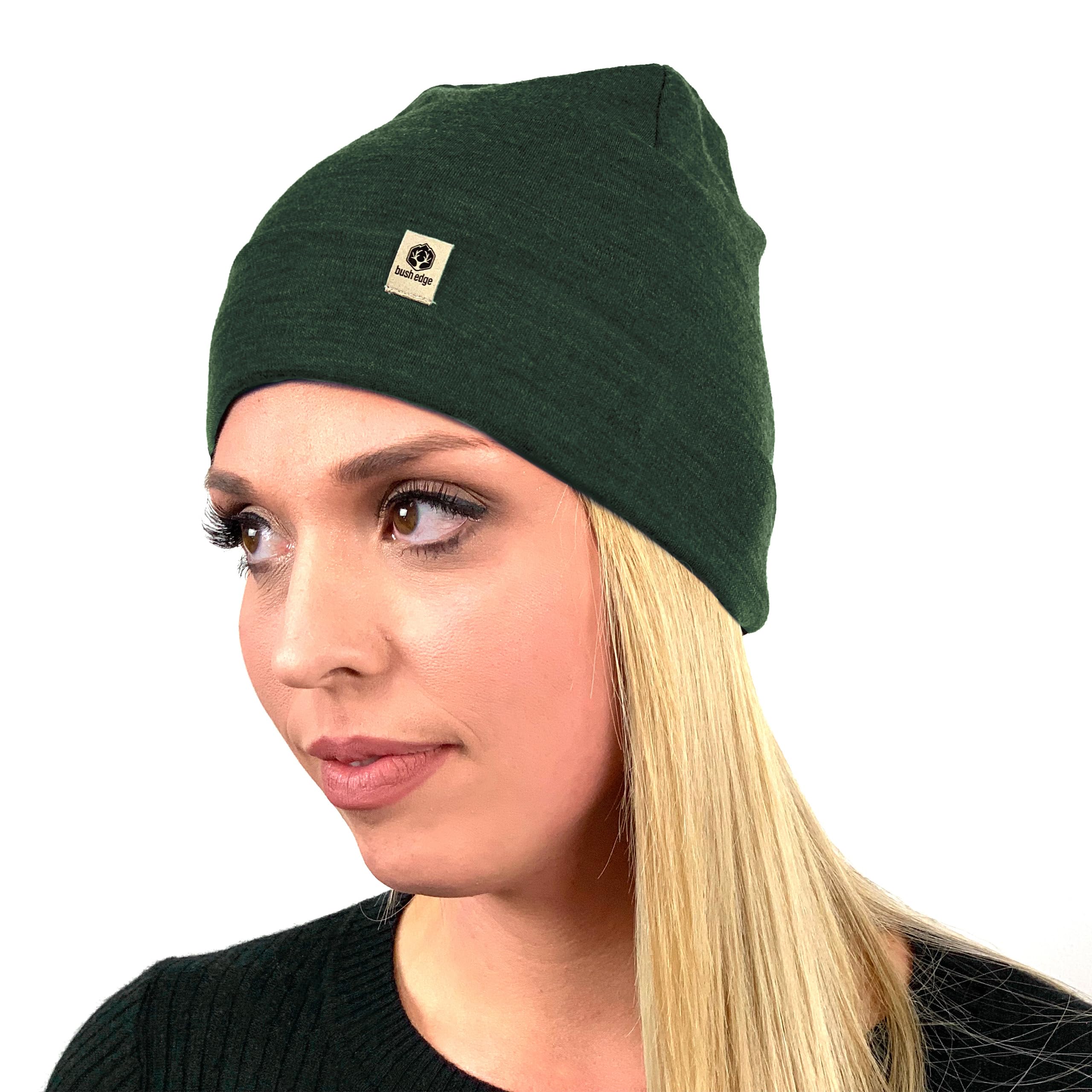 Bush Edge 100% Merino Wool Cuff Beanie Hat for Men & Women - Warm Winter Knit Cap for Skiing, Hiking & Outdoor Activities