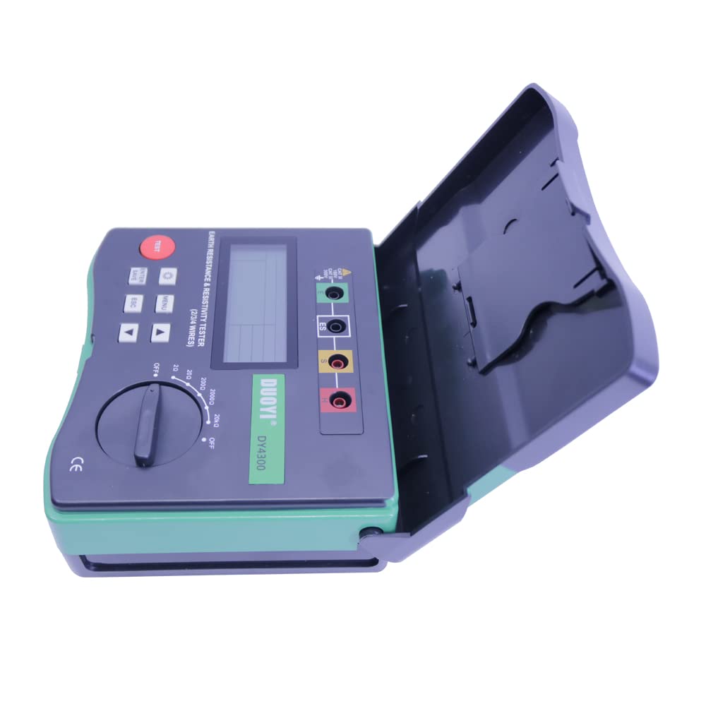 DY4300 Digital Ground Resistance Tester - 4-Terminal Soil Resistivity & Insulation Meter for Electrical Safety Testing (Perfect for Solar Panel Installations, Industrial Grounding Systems & Home Electrical Maintenance)