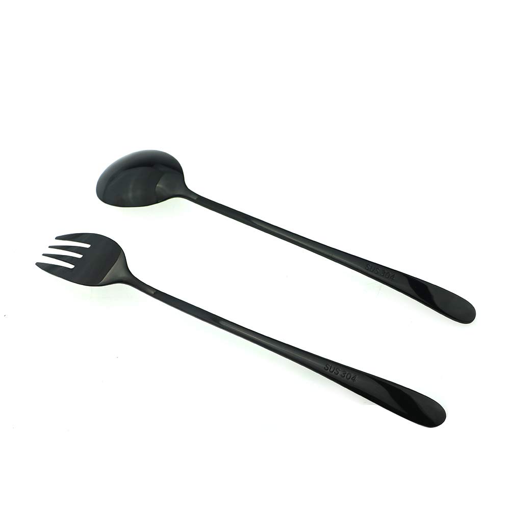 7-Piece Portable Flatware Set - 304 Stainless Steel Travel Utensils with Pouch (Fork, Spoon, Chopsticks, Straws) | Dishwasher Safe & Compact for Camping, Office, Picnics, and Outdoor Dining | Black Cutlery Set for On-the-Go Meals