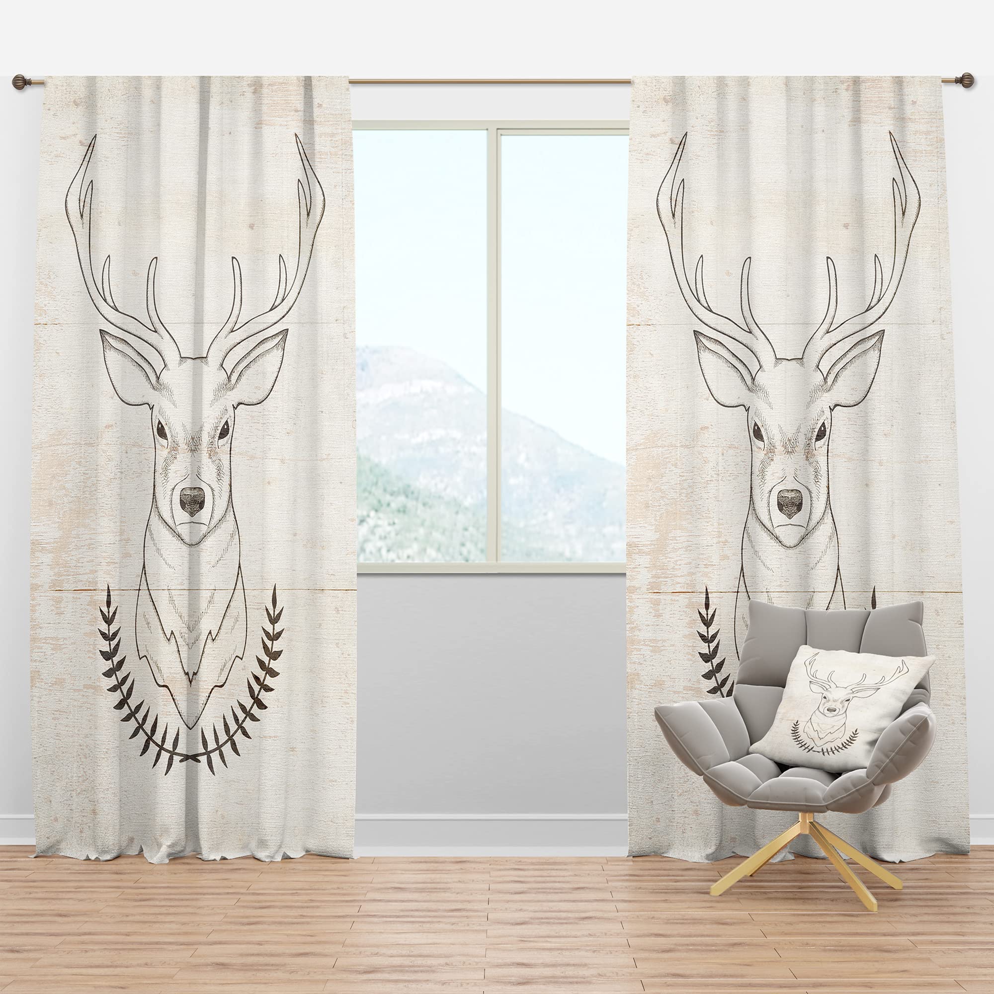 DesignQ Blackout Curtains - Thermal Insulated Deer Wild & Beautiful V Pattern - 52x108 Single Panel for Bedroom & Living Room - Perfect for Light Blocking, Privacy & Energy Saving