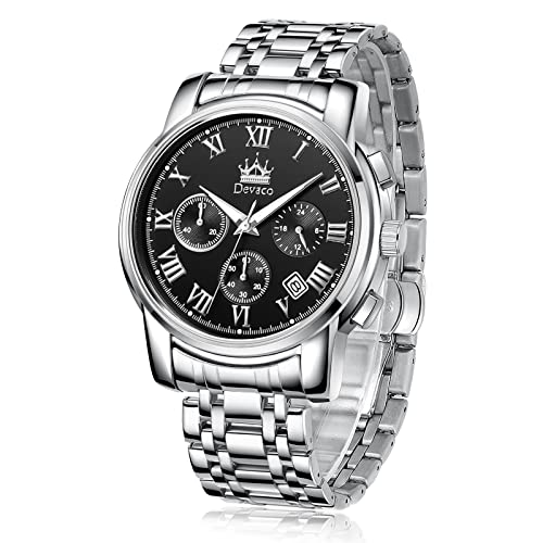 Silver band black dial