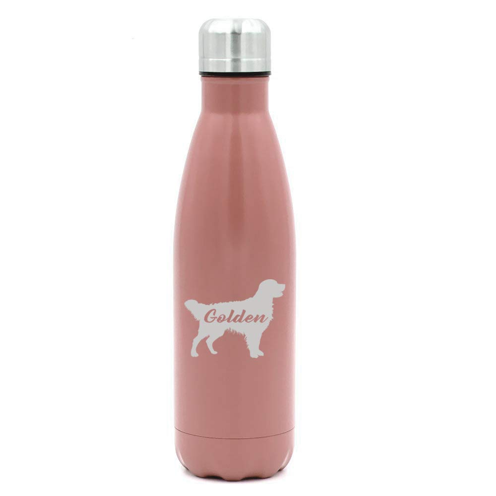 17 oz. Double Wall Vacuum Insulated Stainless Steel Water Bottle Travel Mug - Leak Proof, BPA Free, Keeps Hot/Cold for 24 Hours - Perfect for Hiking, Camping, Gym & Office Use - Golden Retriever 'Golden' Design