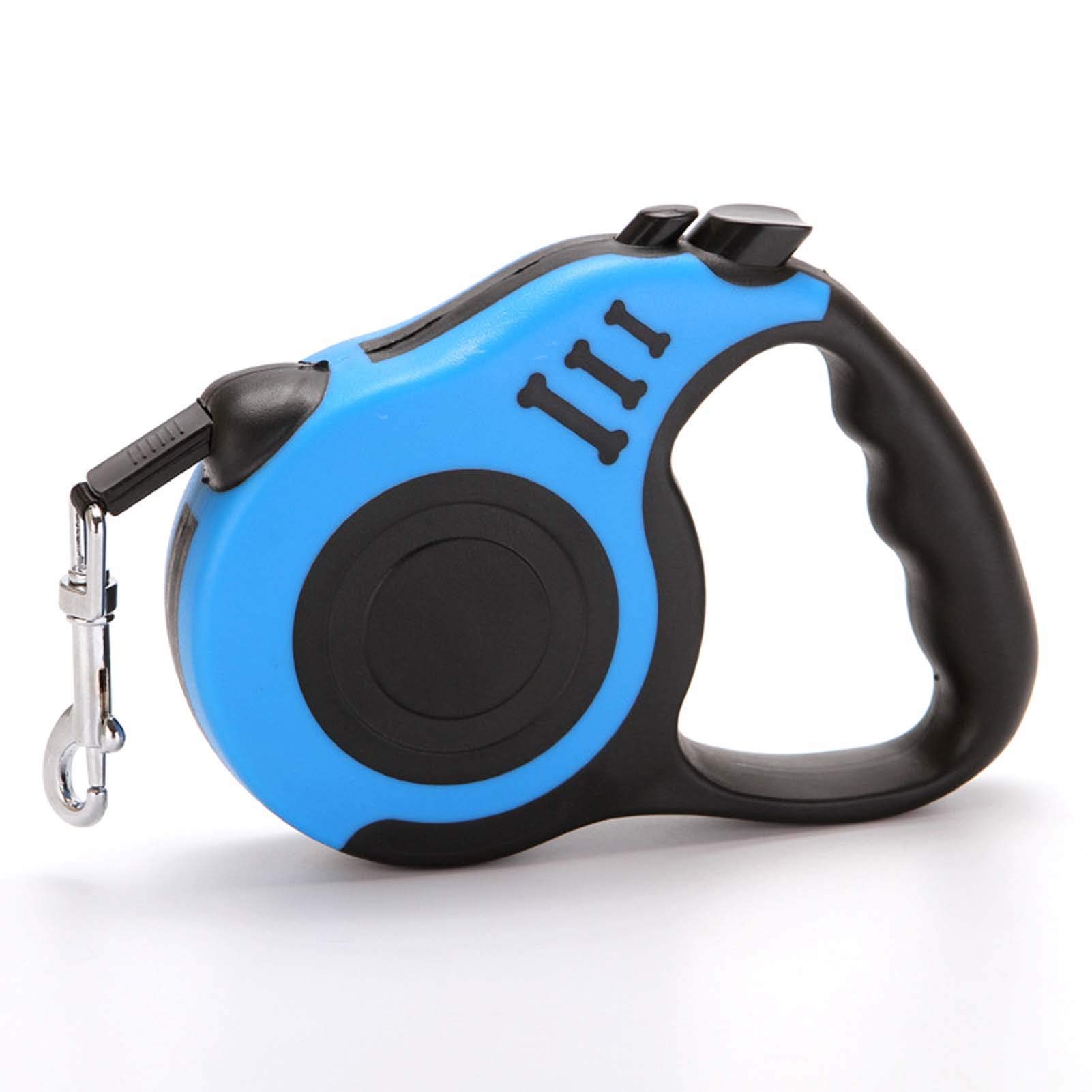QDY - Heavy Duty Retractable Dog Leash with Anti-Slip Handle, 10Ft/16Ft Strong Nylon Tape for Medium to Large Dogs Up to 66Lbs - One-Hand Brake System, Durable Blue Leash (3m) - Perfect for Walking, Running, Training & Outdoor Adventures with Your Pet