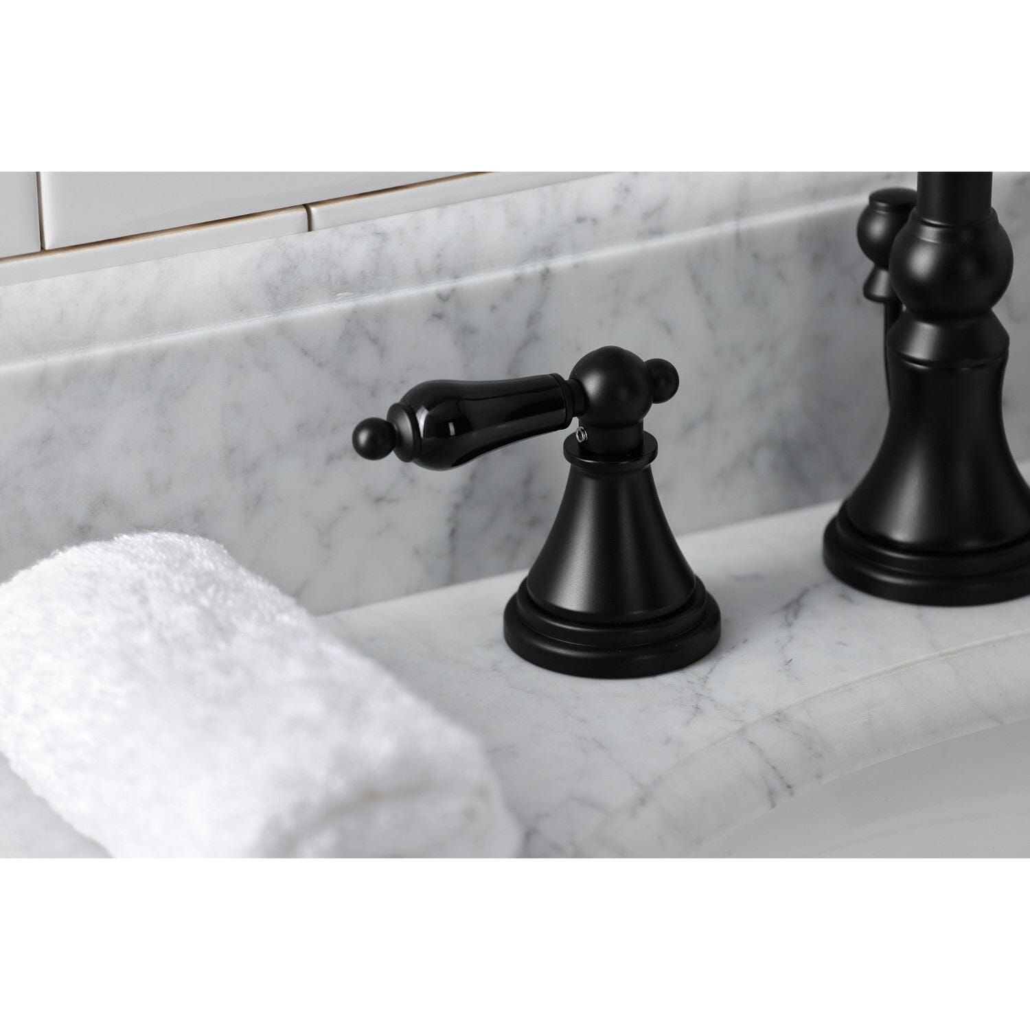 Duchess Two Handle 3 Hole Deck Mount Widespread Bathroom Faucet with Brass Pop Up Drain - Elegant Bathroom Sink Faucet for Modern Home Decor