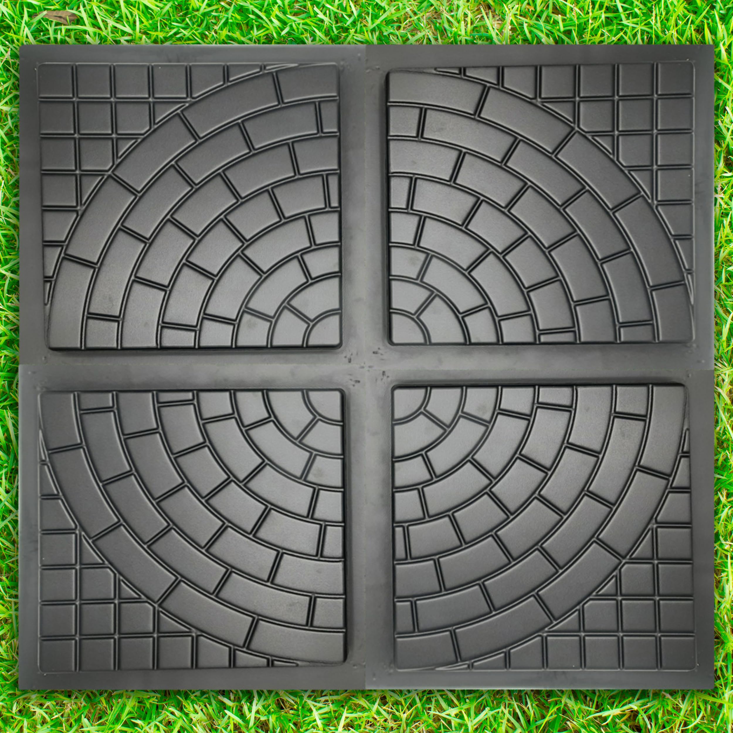 **4-Piece Large Plastic Concrete Molds Set for Patio Paving - Reusable Cobblestone Pathmaker & Walkway Stampcrete Forms - Perfect for DIY Garden Paths, Driveways & Landscaping Projects**